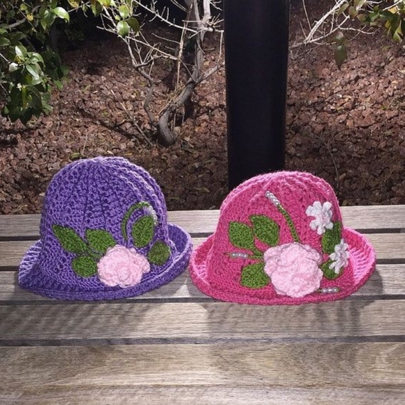 Spring baby girls hat, handmade crochet any size - Picture 4 of 7